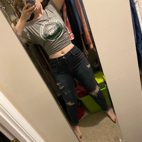 Dark wash distressed high rise jegging STRETCH - Picture 3 of 3